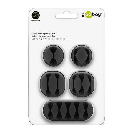 Kit organizzazione cavi autoadesivo nero goobay 70683 1 kit [70683]