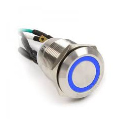 Pulsante impactics 19mm, ip67, led blu - argento