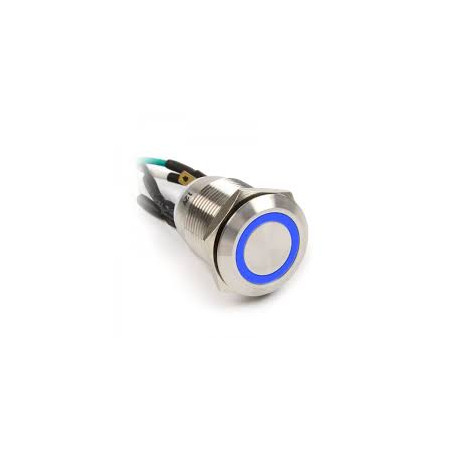 Pulsante impactics 19mm, ip67, led blu - argento
