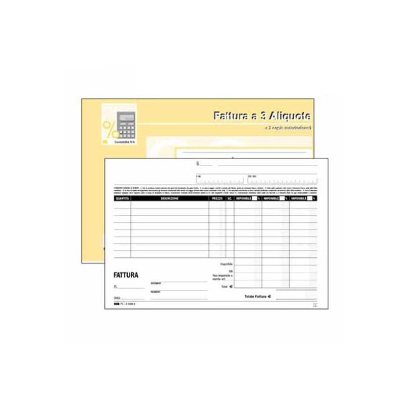 Blocco fatture 3 aliquote iva edipro 2 copie 50 fogli autoricalcanti