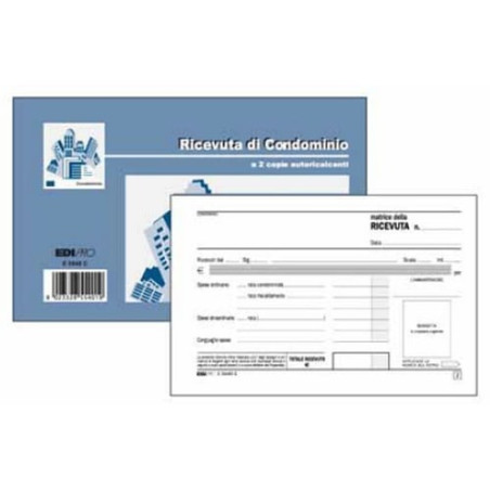 Blocco ricevute condominio edipro 50/50 fogli autoricalcanti 9,9x17