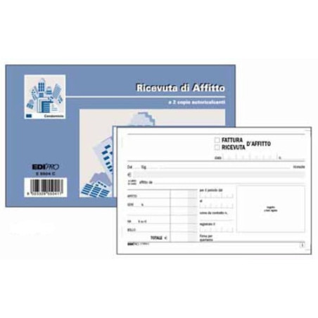 Blocco ricevute d'affitto edipro 50/50 fogli autoricalcanti 9,9x17
