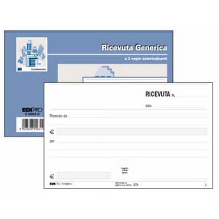 Blocco ricevute generiche edipro 50 fogli 2 copie autoricalcanti