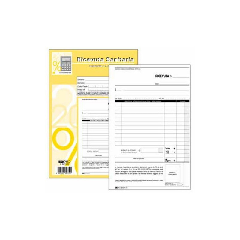 Blocco ricevute sanitarie edipro 50/50 fogli autoricalcanti 23x15