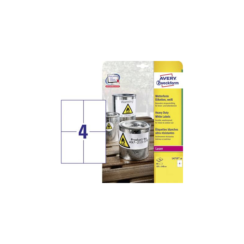 Avery-zweckform l4719-20 etichette 105 x 148 mm pellicola
