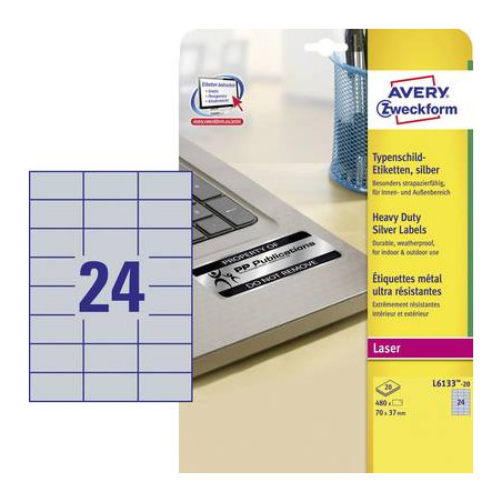 avery-zweckform l6133-20 etichette 70 x 37 mm pellicola in