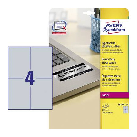 Avery-zweckform l6134-20 etichette 105 x 148 mm pellicola