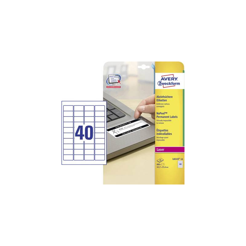 Etichette avery-zweckform 45.7x25.4mm pellicola in poliestere