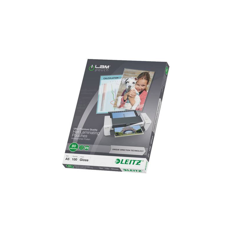 Pellicola per plastificazione leitz din a5 80 micron lucida 100 pz.
