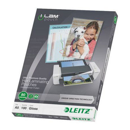 Pellicola per plastificazione leitz din a5 80 micron lucida 100 pz.