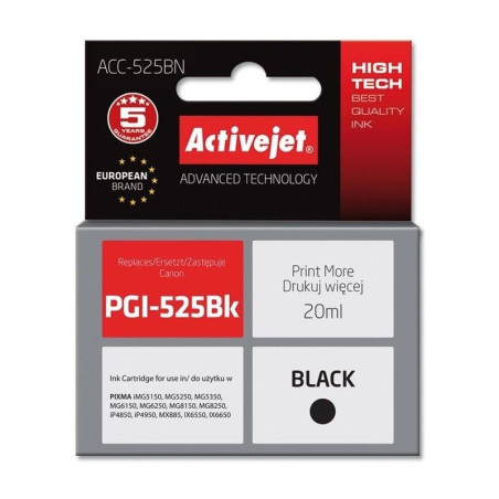 Cartuccia d'inchiostro activejet acc-525bn con chip per canon