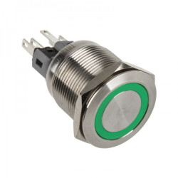 Pulsante dimastech 22mm - colori argento/verde
