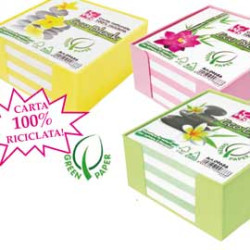 Dispenser cwr colorato con foglietti di carta riciclata 10x10x5cm