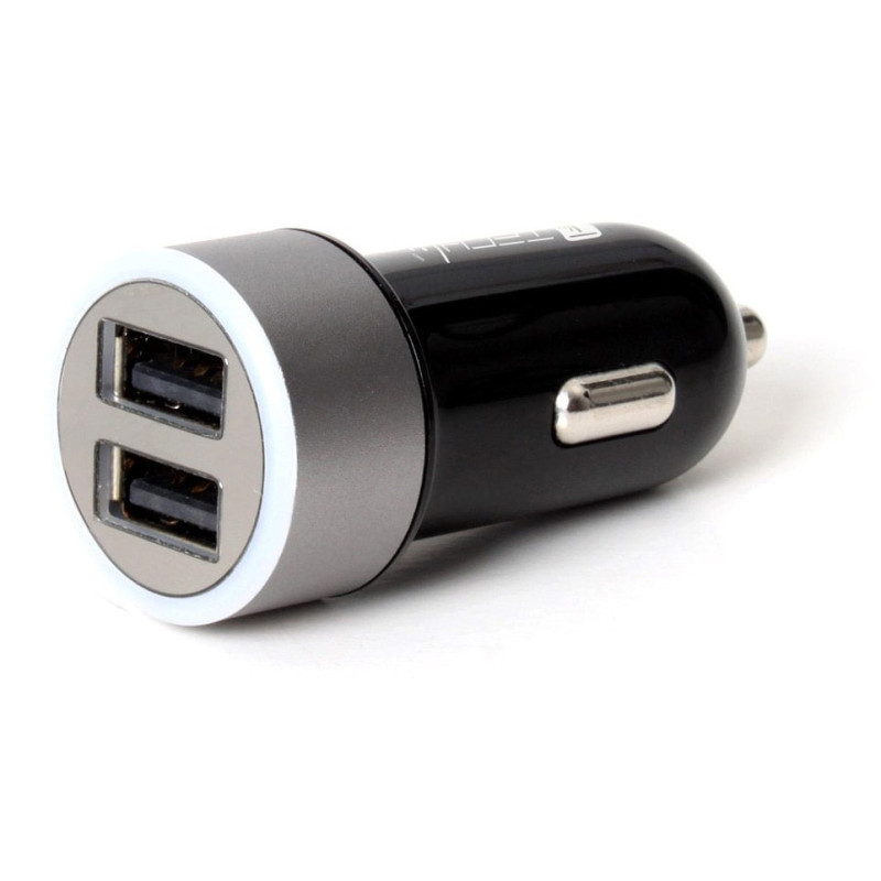 Alimentatore da auto techly 2p usb 5v con uscita 4,8a nero