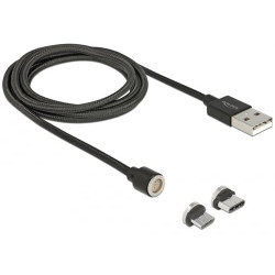 Cavo delock magnetico usb-a a type-c / micro-b m/m 1,1m