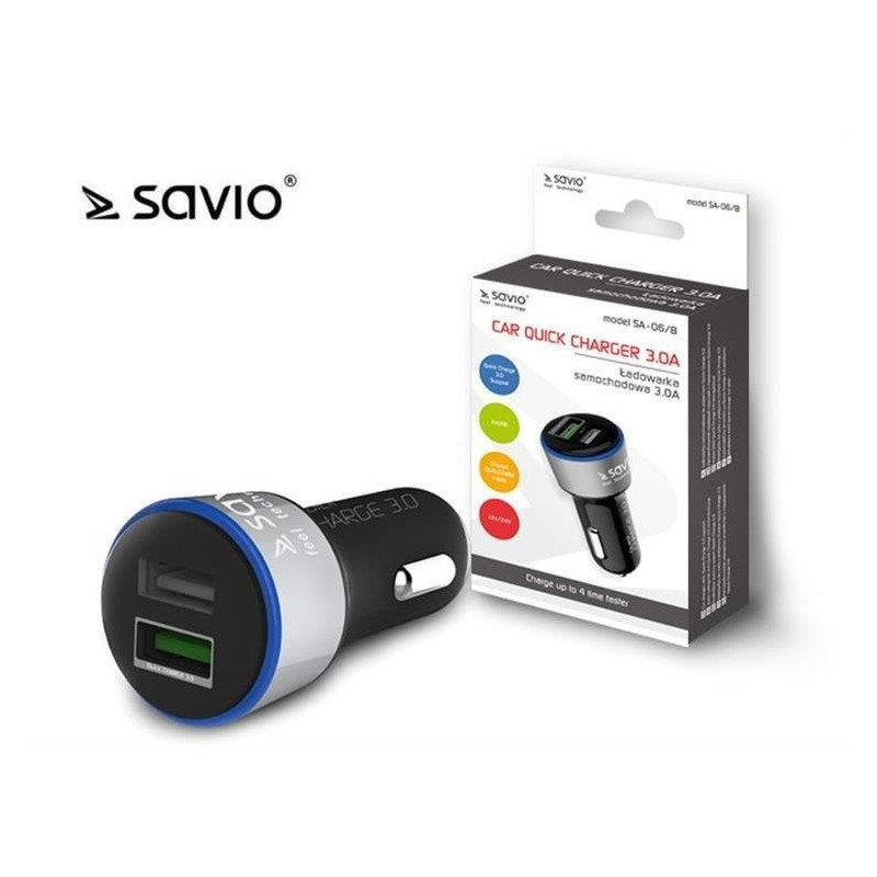Alimentatore da auto savio (3000 ma usb) [sa-06/b]