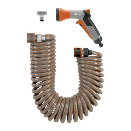 Kit tubo a spirale da giardino 6.1 mm 1/4 pollici 10 m grigio, arancione
