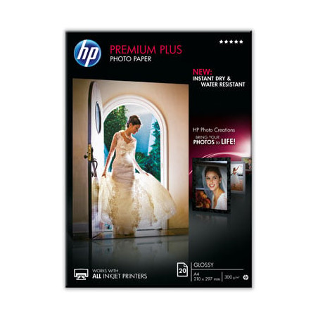 Carta fotografica hp premium plus lucida 210x297mm a4 20fogli nero