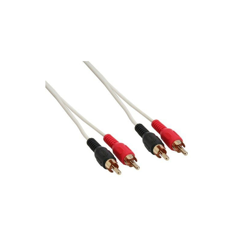 Cavo audio inline 2x rca maschio / maschio, dorato, bianco, 5m [89938w]