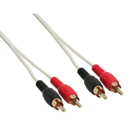 Cavo audio inline 2x rca maschio / maschio, dorato, bianco, 5m [89938w]