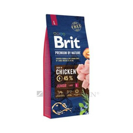 Cibo per cani brit premium by nature junior large 15kg [8595602526437]