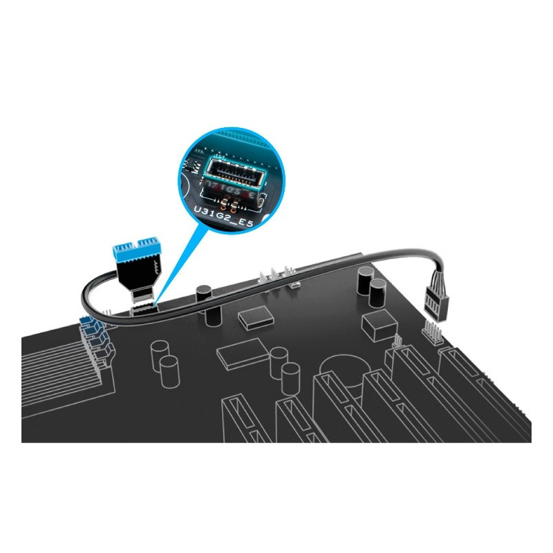 Adattatore interno akasa usb 3/usb 3.0 40cm nero [ak-cbub38-40bk]