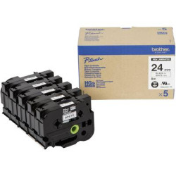 Cassetta nastro kit da 5 brother hge-251v5 colore nastro: bianco