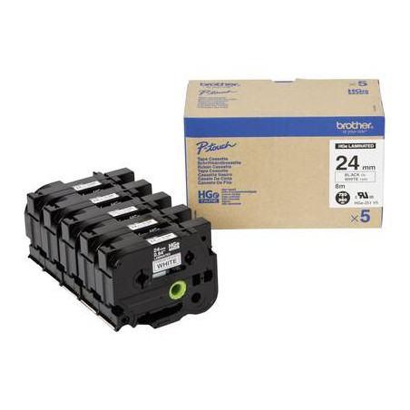 Cassetta nastro kit da 5 brother hge-251v5 colore nastro: bianco