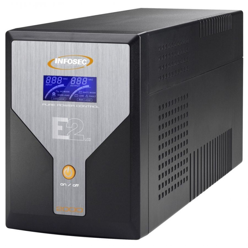 Gruppo di continuita' infosec ups e2 2000va lcd con 6 prese iec