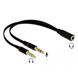 Adattatore delock 1x3.5 4pin f a 2x3.5mm 3pin m nero [65967]