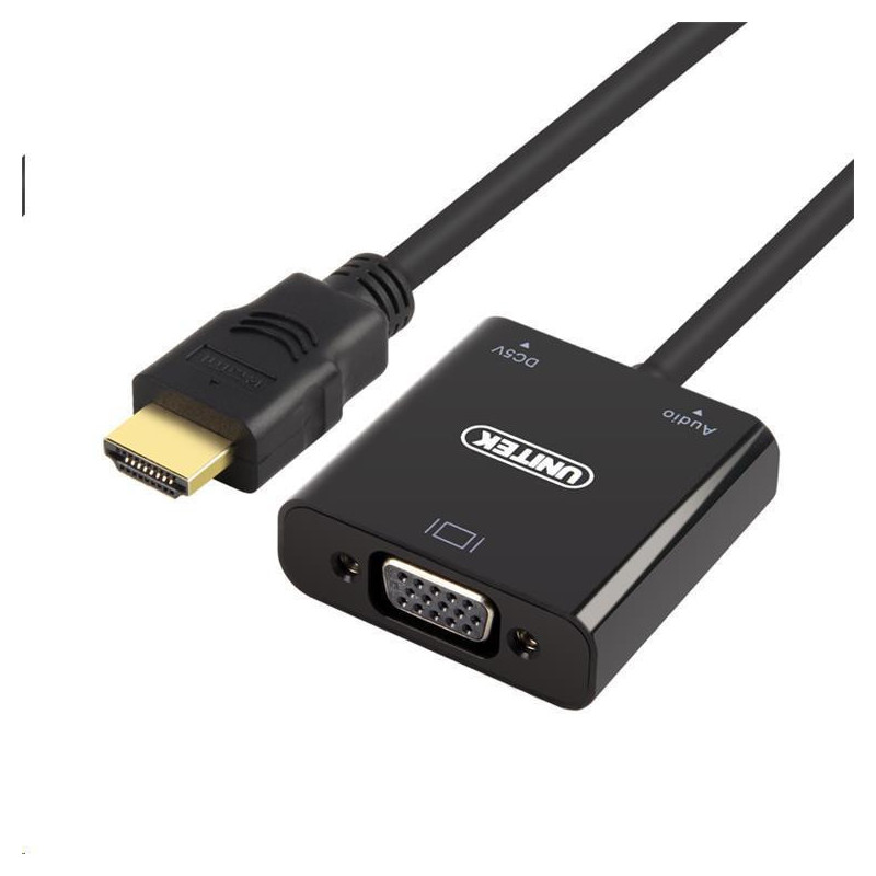 Adattatore hdmi unitek y-6333 a vga+audio nero [y-6333]