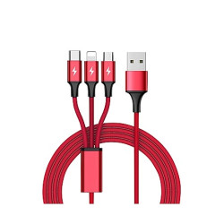 Cavo unitek 3in1, usb-type-c/microusb/lightning, 1.2m, rosso