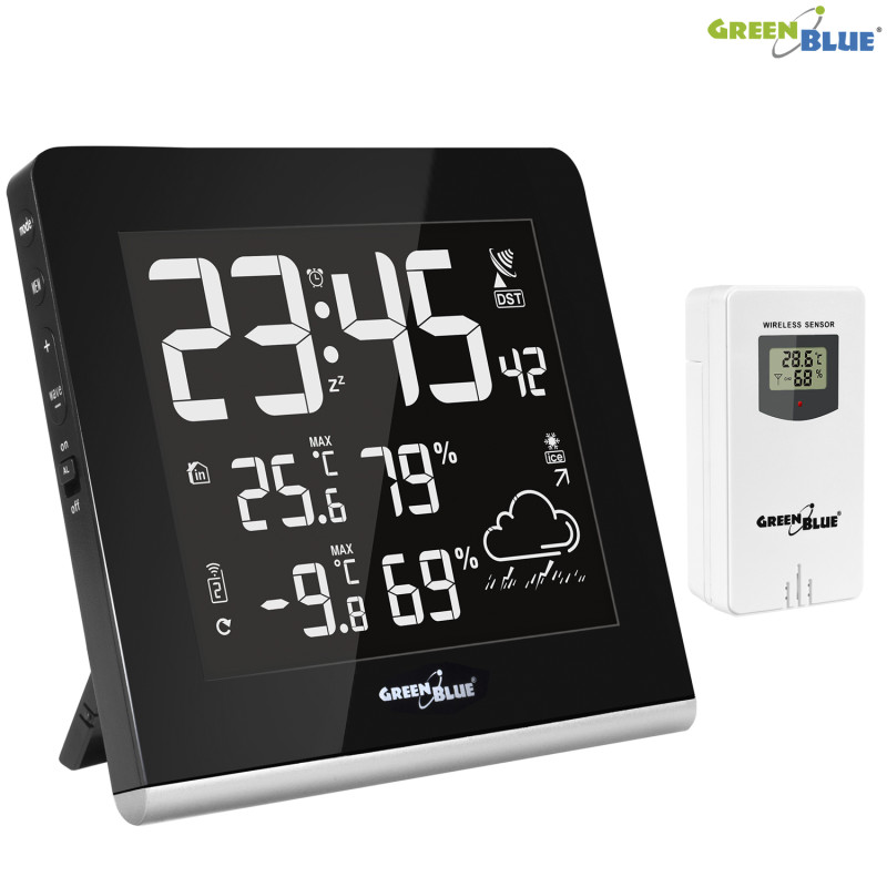 Stazione meteo greenblue wireless dcf va lcd nero [gb151]