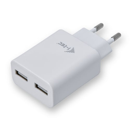 Alimentatore da rete itec, 2 porte usb, 2.4a, bianco [charger2a4w]