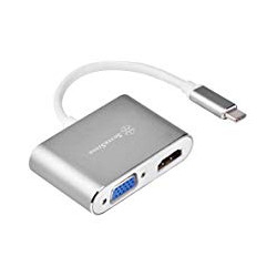 Adattatore silverstone sst-ep16c usb-c a vga/hdmi m/f argento