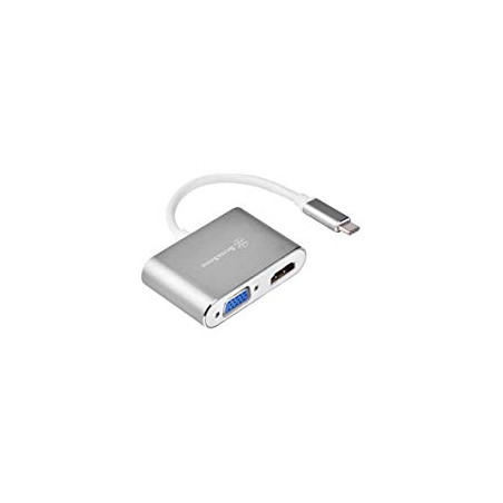 Adattatore silverstone sst-ep16c usb-c a vga/hdmi m/f argento