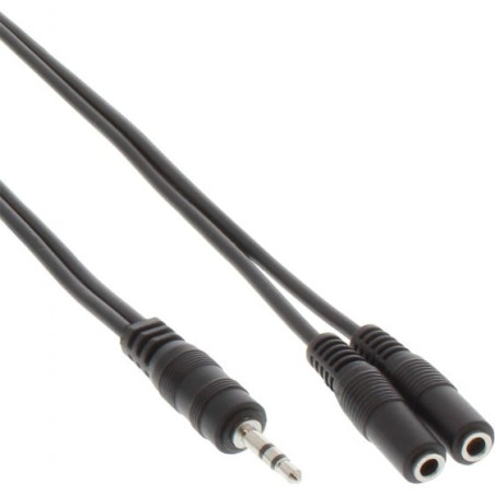 Cavo inline sdoppiatore y, jack 3,5mm m a 2x jack 3,5mm f, stereo,