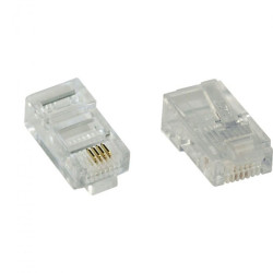 Plug modulare inline , telefonico, isdn a crimpare su cavo piatto,