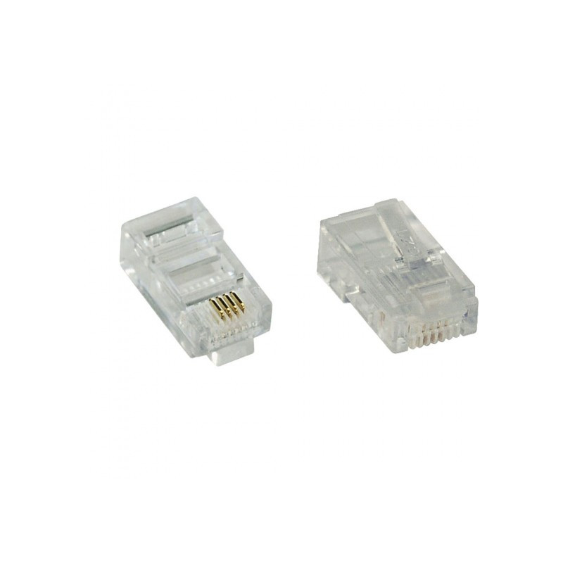 Plug modulare inline , telefonico, isdn a crimpare su cavo piatto,
