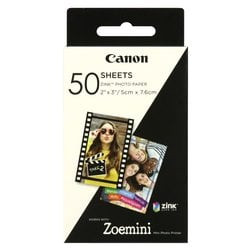 Carta fotografica canon zp-2030 zink 5x7.5cm 50fogli [3215c002]