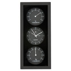 Orologio da parete jm con termometro e igrometro, nero [ja-7071n]