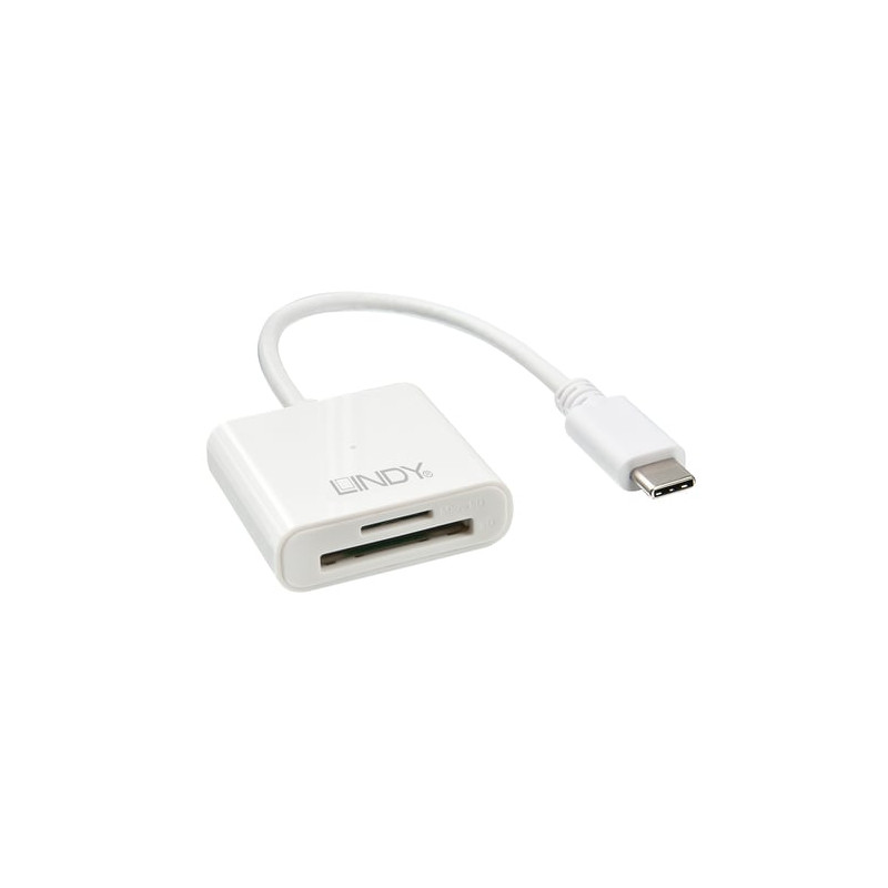 Card reader lindy usb 3.1 c a sd/microsd, 0,1m, bianco [43185]