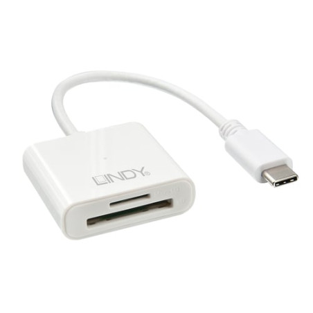 Card reader lindy usb 3.1 c a sd/microsd, 0,1m, bianco [43185]