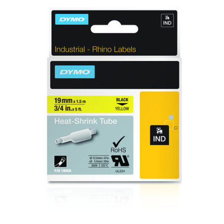 Nastro a rilievo dymo 19mm - nero su giallo [18058]