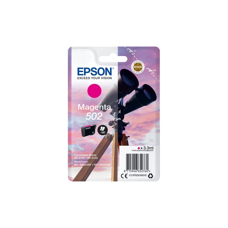 Cartuccia d'inchiostro epson 502 ink sec 3.3ml magenta [c13t02v34020]