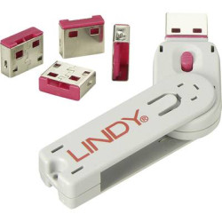 Blocca porte usb rosso lindy usb-lock + key [40450]
