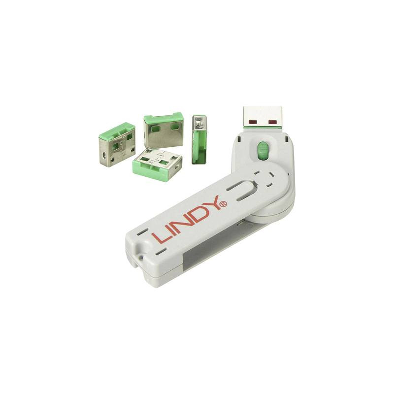 Blocca porte usb verde lindy usb-lock + key [40451]