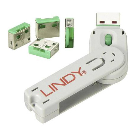 Blocca porte usb verde lindy usb-lock + key [40451]