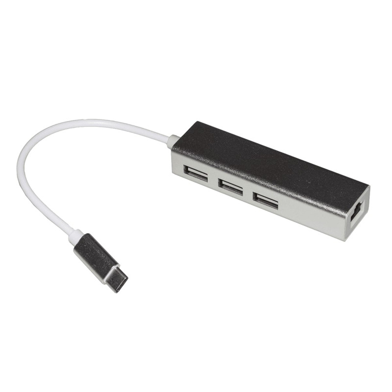 Adattatore link usb c m a connettore rj45 e hub 3 porte usb 2.0 [lkadat127]