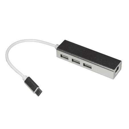 Adattatore link usb c m a connettore rj45 e hub 3 porte usb 2.0 [lkadat127]